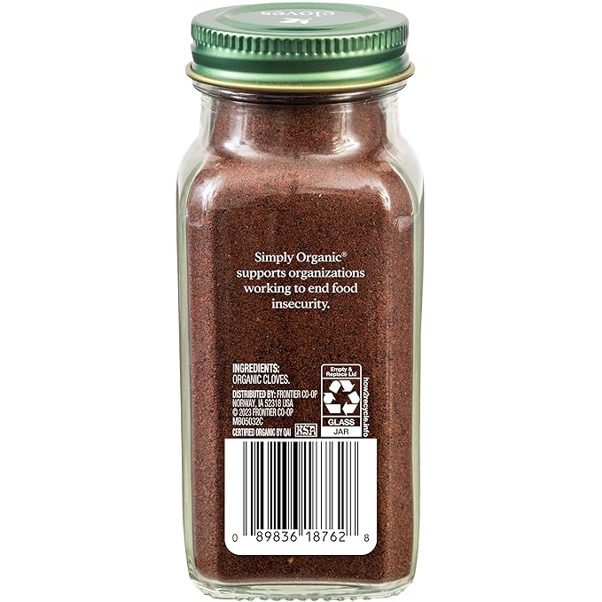 Simply Organic Ground Cloves 2.82 Ounce Jar, Pure Organic Ground Cloves, Kosher, Pungent Warm