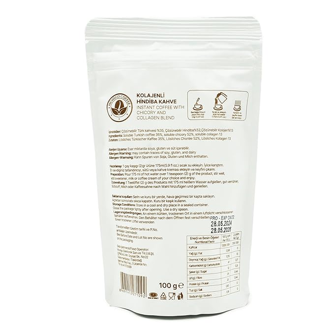 Munigo with Chicory and Collagen, 100g/3.52oz - Energizing Coffee Blend, Supports Skin Health