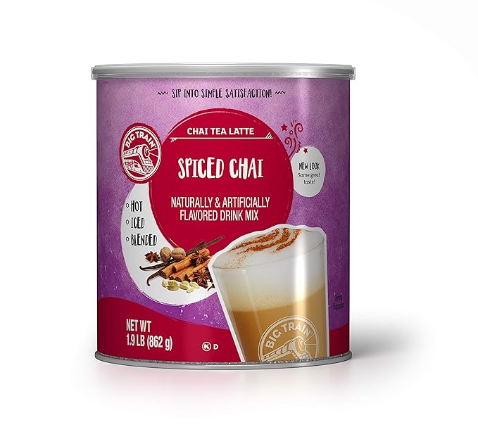 Big Train Spiced Powdered Instant Chai Tea Latte Mix, Spiced Black Tea with Milk, 56 Ounce