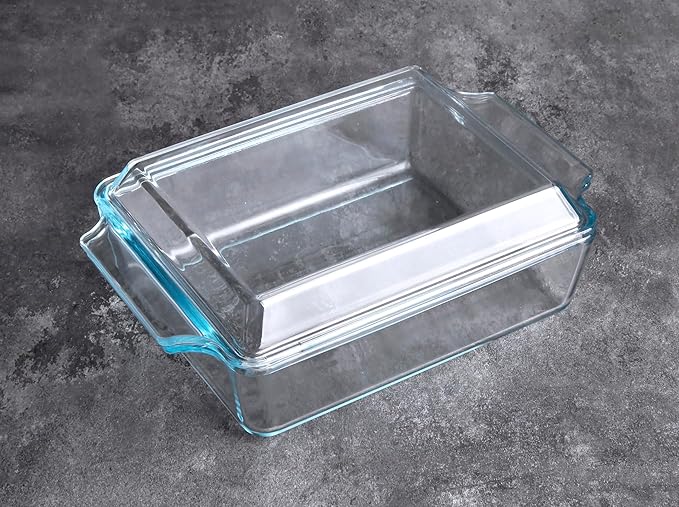 Rectangular Tempered Glass Casserole Dish, Tempered Glass Baking Dish with Glass Cover. Oven