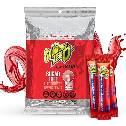 Sqwincher Zero Qwik Stik Sugar Free, Watermelon, .11 Oz (Pack of 50)