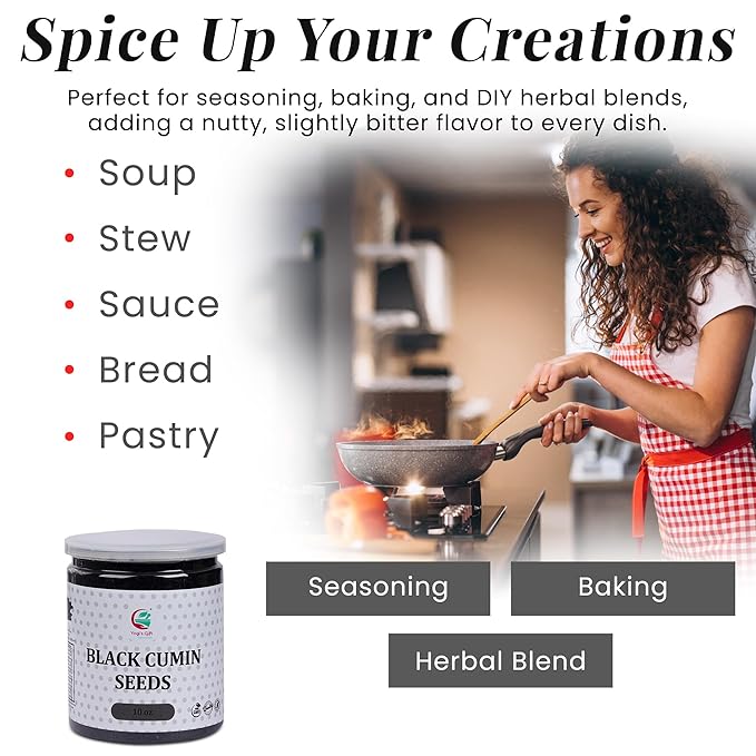 Black Cumin Seeds 10oz, Nigella Sativa, 100% Pure & Natural, Premium Quality Kalonji Seeds, Perfect