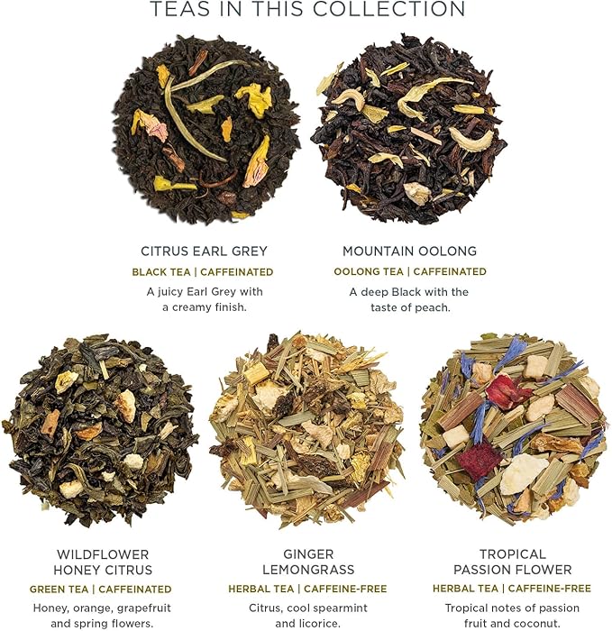 Tea Forte Demoiselle Premium Tea Presentation Box Tea Gift Sampler, 20 Count, 2 of Each Variety