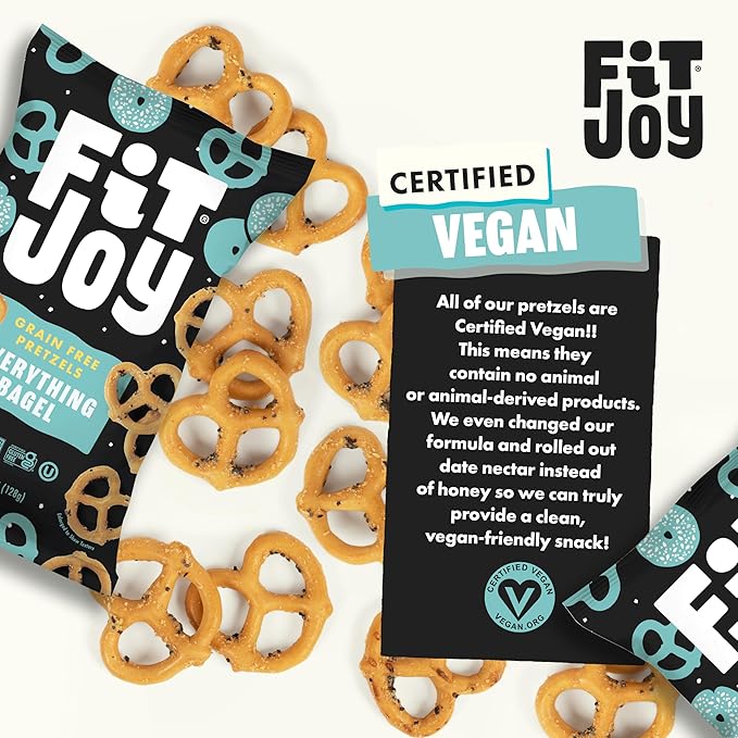 FitJoy Everything Bagel Pretzels (Pack of 6, 4.5 Oz), Dairy, Nut & Gluten Free Snacks, Grain Free