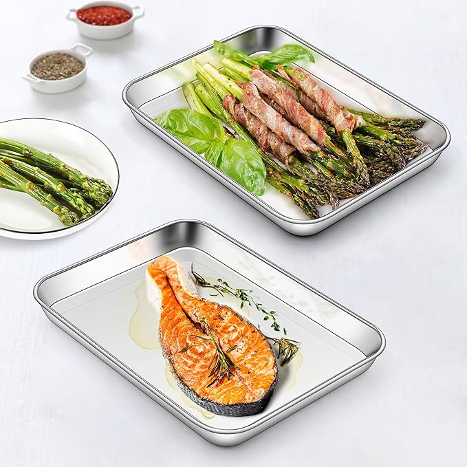Homikit 1 Pack Baking Sheet, 9 x 7 Inches Stainless Steel Cookie Tray for Baking Cooking Toasting