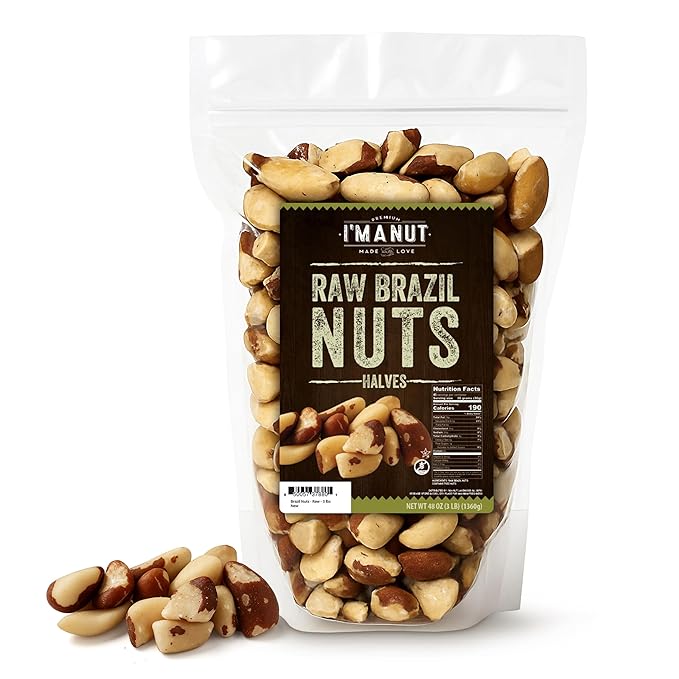 I’m A Nut Brazil Nuts, Broken, 48oz (3 lb) Distinct| Non GMO Batch Tested Gluten & Peanut Free