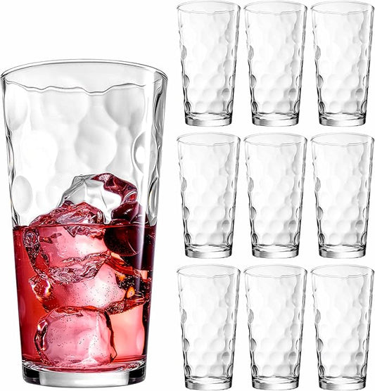 Highball Drinking Glasses Set of 10 Glass Cups by Home Essentials, 17 Oz. Glassware, for Water