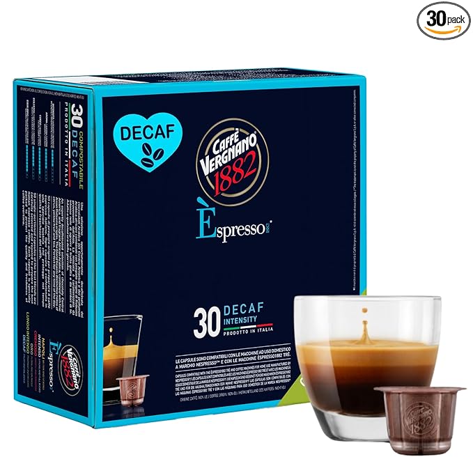 Caffe' Vergnano 1882 Decaf Medium Roast Espresso Original Line Machine Compatible Capsules, Arabica