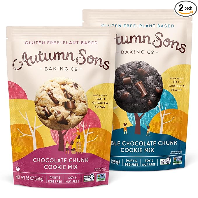 Autumn Sons Baking Co. Gluten Free Chocolate Chunk & Double Chocolate Chunk Cookie Mix Combo Pack.
