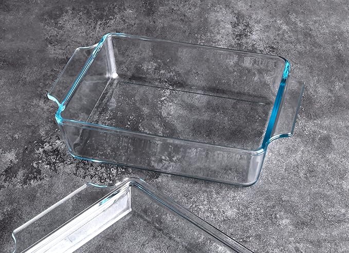 Rectangular Tempered Glass Casserole Dish, Tempered Glass Baking Dish with Glass Cover. Oven
