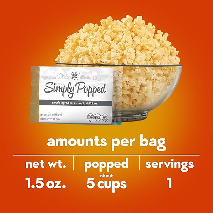 Jolly Time Simply Popped Butter Minis, Lightly Salted Microwave Popcorn, 1.5oz Personal Bag, 10