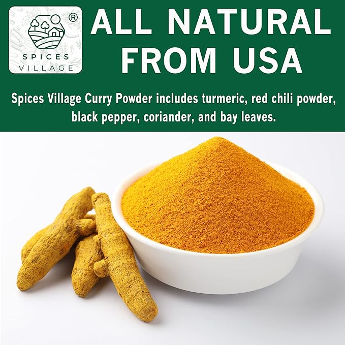 SPICES VILLAGE Yellow Indian Curry Powder, Curry Spice for Cooking, 8 oz, Natural Medium Madras