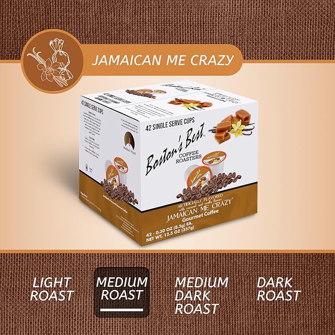 Boston’s Best - Jamaican Me Crazy Flavored Coffee, Delicious Gourmet Compatible with Keurig Coffee