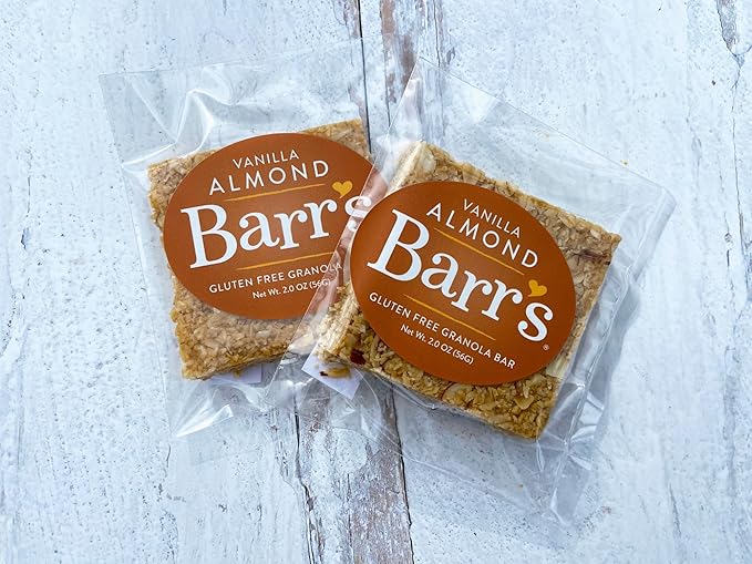 Mrs. Barr’s Natural Foods Granola Bars | Vanilla Almond | Certified Organic Gluten Free Oats | Soft