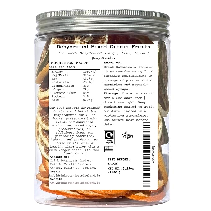 Drink Botanicals Ireland Mixed Dehydrated Citrus Fruits | Dried Orange, Lime, Lemon, Grapefruit