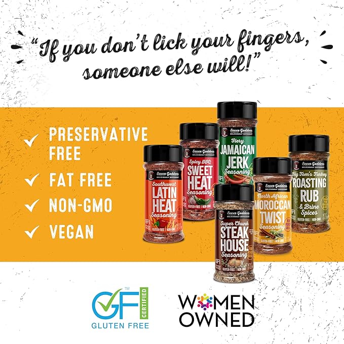 Sauce Goddess - Spice 6-Pack Sampler - Seasonings & Spices Gift Set, No Additives, Non-GMO