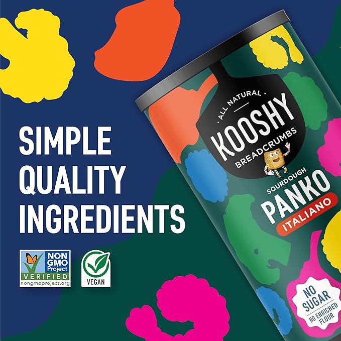 Kooshy Panko Italian Style Breadcrumbs | Vegan, Dairy Free, Non GMO Sourdough Bread Crumbs for