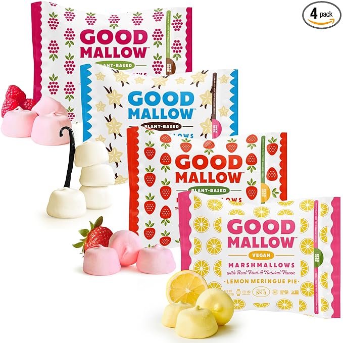 GoodMallow Vegan Marshmallows - Large Kosher Gluten Free Dairy Free Healthy Marshmallows - Natural