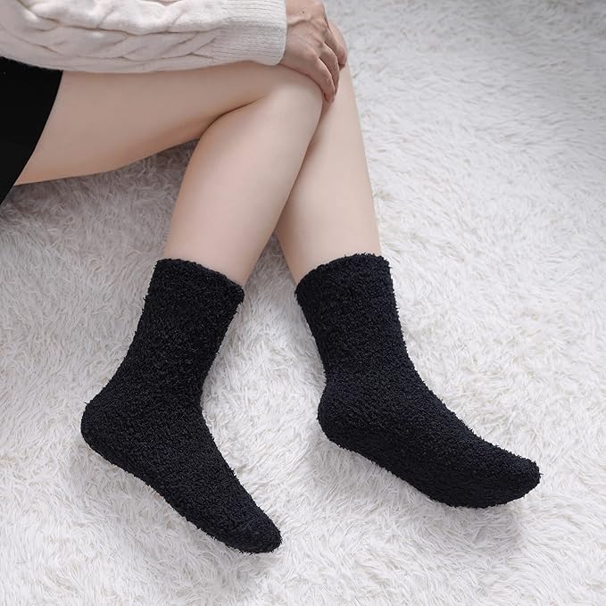 LINEMIN Womens Fuzzy Socks Cozy Fluffy Winter Warm Slipper Socks Microfiber Soft Home Sleeping Socks