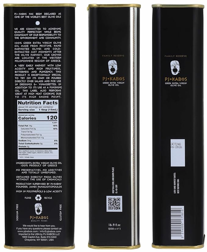 P.J. KABOS 2024/25 Harvest, Very High Phenolic (750+mg/kg), Natural Greek Extra Virgin Olive Oil