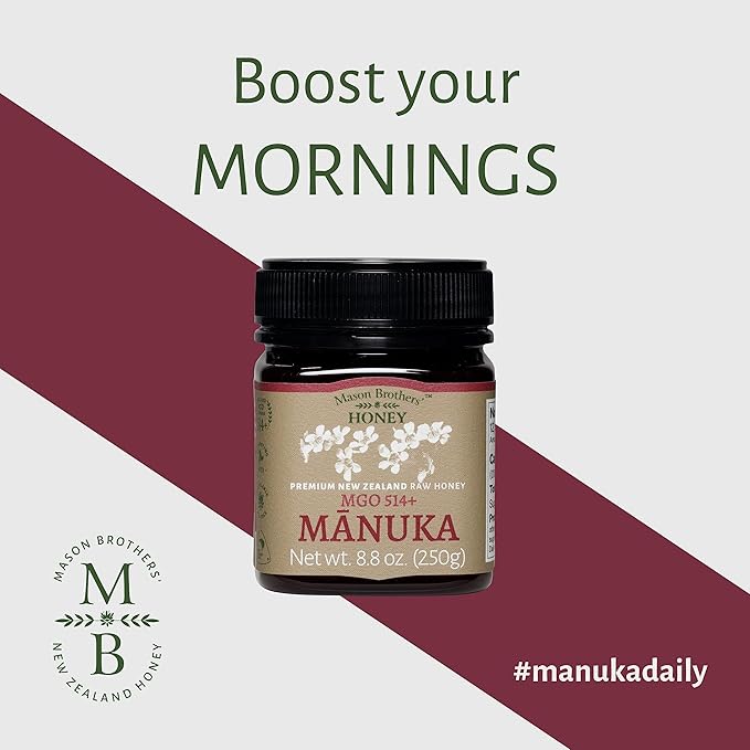 Mason Brothers’ Raw Manuka Honey MGO 514+ | New Zealand Honey, MGO Certified / 8.8oz