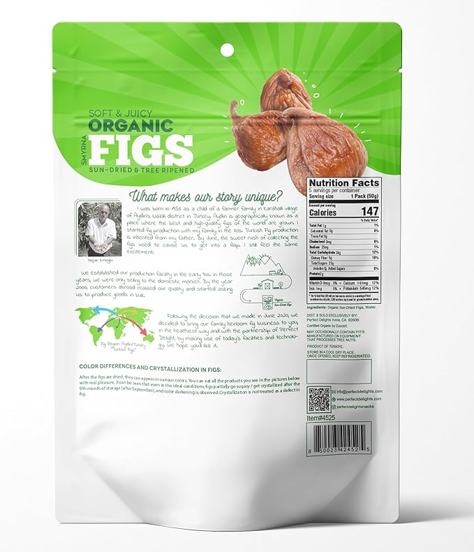 Perfect Delights Organic Snack Pack Figs, Sun-Dried Turkish Figs, On-the-Go Vegan, Healthy Snack
