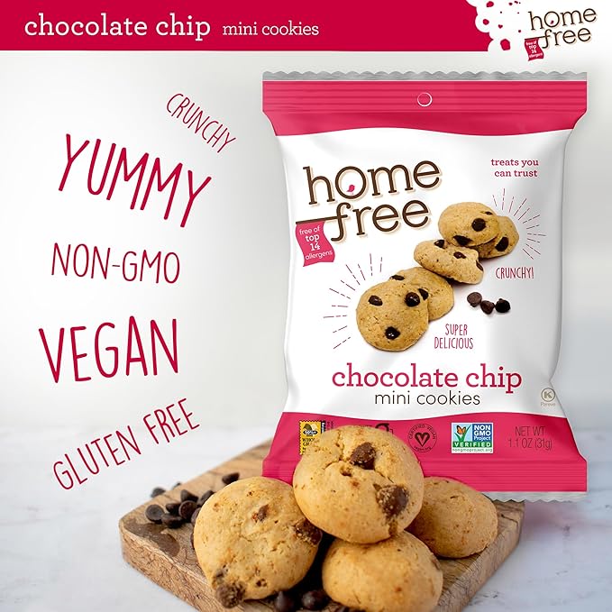 Homefree Treats You Can Trust Gluten Free Mini Cookies, Single Serve, Chocolate Chip, 1.1 Ounce