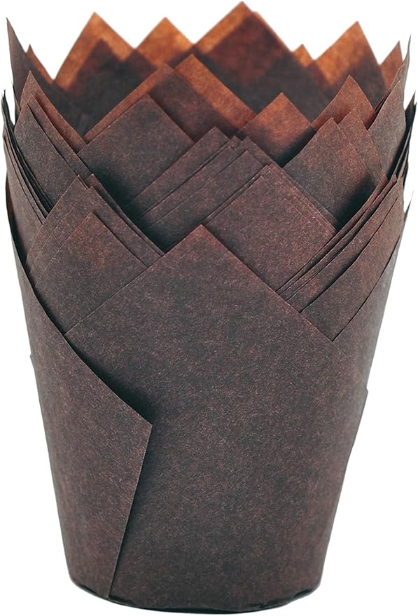 Large Muffin Greaseproof paper Baking cupcake cups, 2-1/4" x 4" Chocolate Brown Tulip Baking Cup