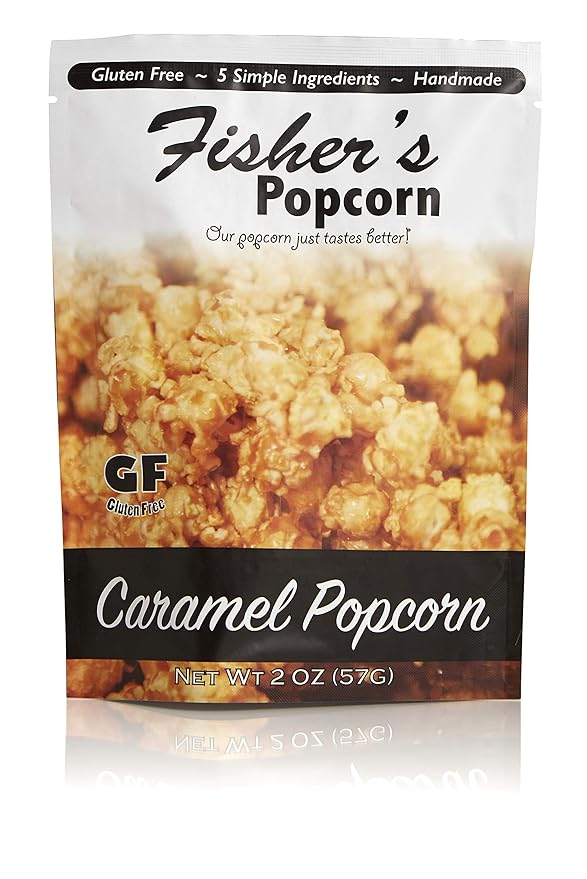 Fisher's Popcorn | Caramel Flavor | 2oz Bag | 12-Pack