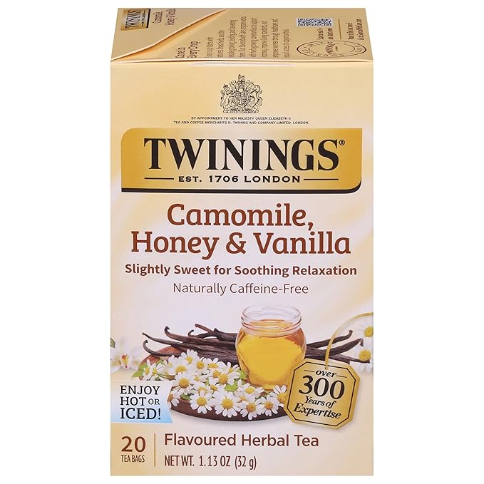 Twinings Camomile, Honey & Vanilla Herbal Tea individually Wrapped Bags, 20 Count (Pack of 1)