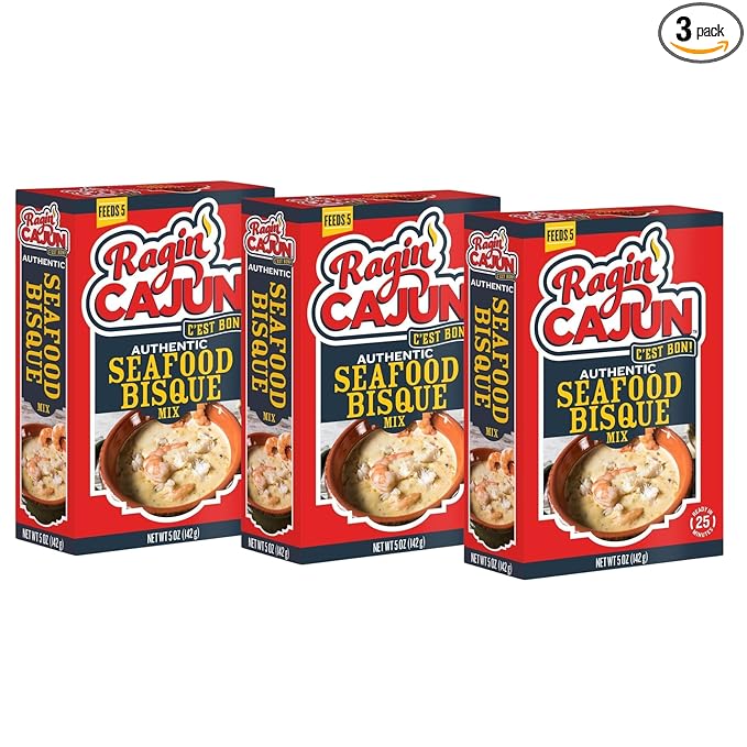 Ragin' Cajun Seafood Bisque Mix - 5 oz, Pack of 3, All Natural, No MSG - Authentic Louisiana Creole