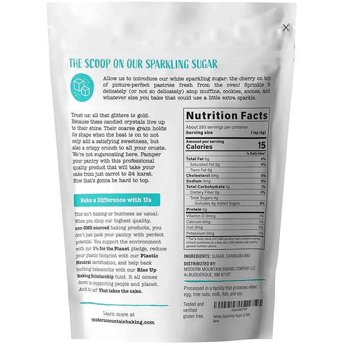 Sparkling Sugar (2.5lb) White Sparkling Sugar Crystals for Baking, Sanding Sugar, Extra Coarse