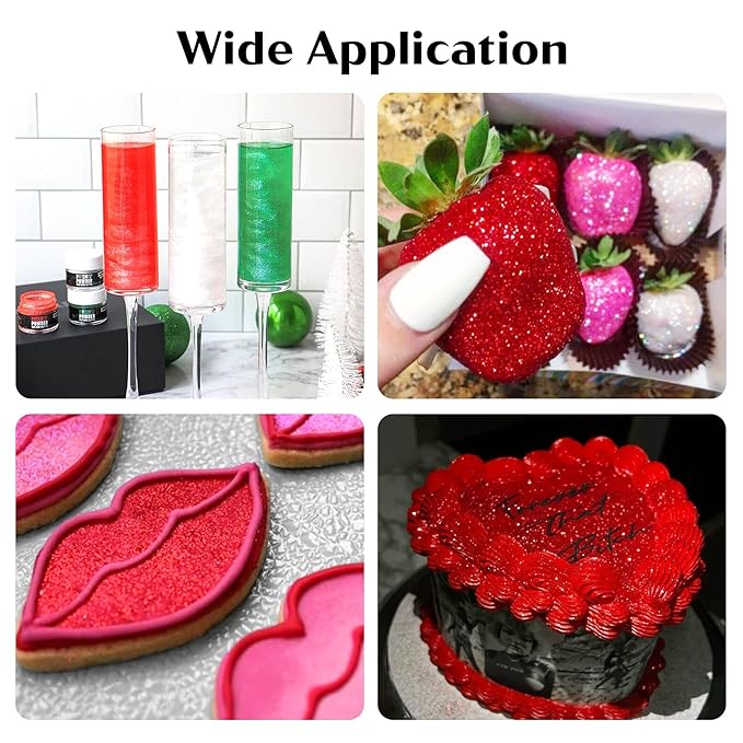Red Edible Glitter ??6g Luster Dust Drink Glitter, Food Grade Shimmer Powder for Cocktails, Cakes