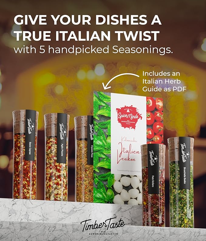 TIMBER TASTE® Italian Spice Gift Set - Gourmet Flavors of Italy - Italian Spices & Seasonings Set
