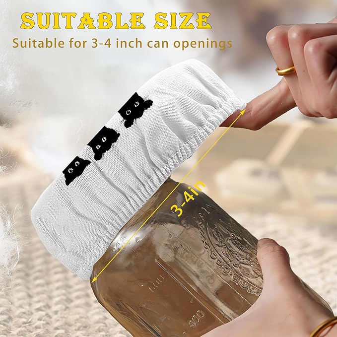 Sourdough Starter Cloth Covers Jars, Cute Black Cats Or Kombucha Kefir Fermentation Cheese Fabric