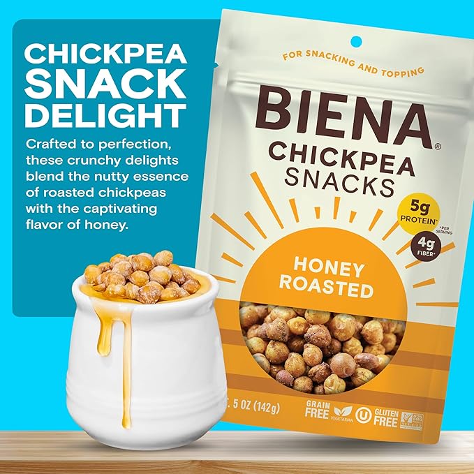 BIENA Chickpea Snacks - Crunchy Roasted Chickpeas - High Fiber Protein Snacks for Adults and Kids