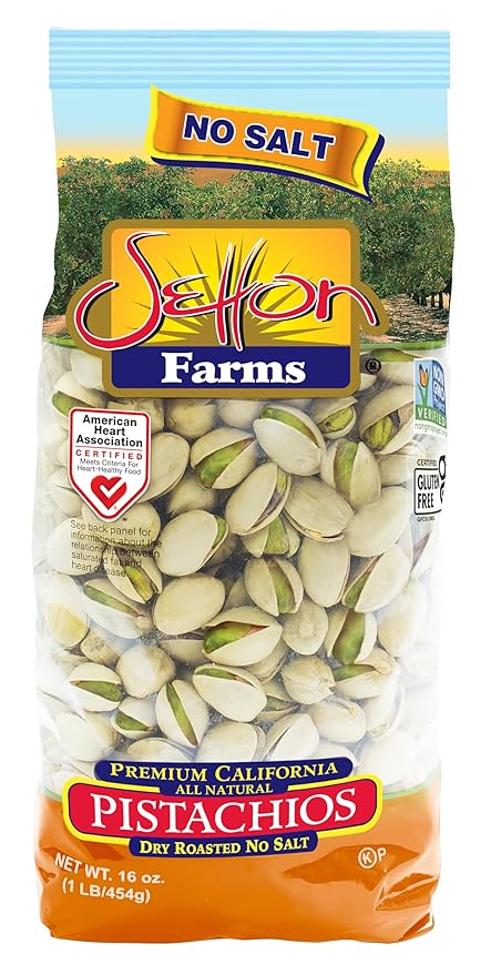 Setton Farms Dry Roasted and Unsalted Pistachios, Premium California In Shell Pistachios No Salt, 1