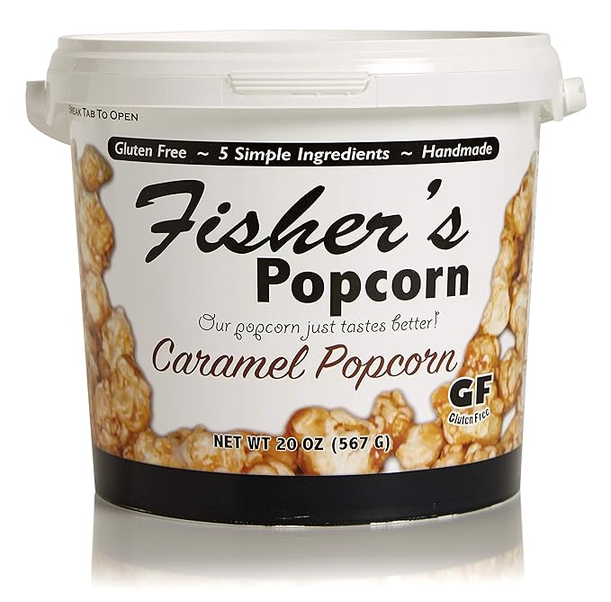 Fisher's Popcorn Caramel Popcorn, Gluten Free, 5 Simple Ingredients, Handmade, No Preservatives, No