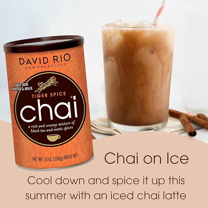 Tiger Spice Chai Tea Latte Mix, 64 Oz, Black Tea, Organic Spices, Dairy Free, Serve Hot or Cold