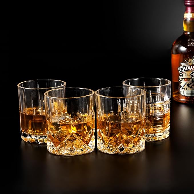 KANARS Old Fashioned Whiskey Glasses - Multi Designs Bourbon Glass 10 oz with Luxury Box - Ultra