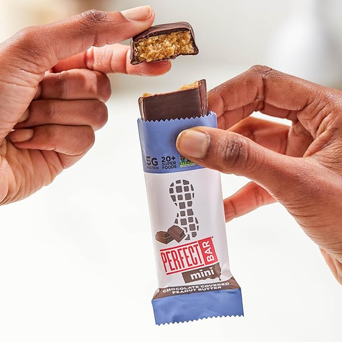 Perfect Bar Mini, Chocolate Covered Peanut Butter Protein Bar, Protein Snack, Snack Bar, Organic