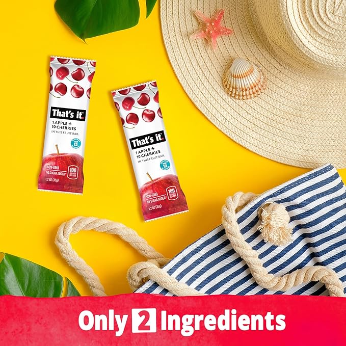 That's it. Apple + Cherry 100% Natural Real Fruit Bar, Best High Fiber Vegan, Gluten Free Healthy
