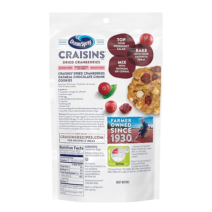 Ocean Spray® Craisins® Original Dried Cranberries, Dried Fruit, 6 Oz Pouch (Pack of 12)