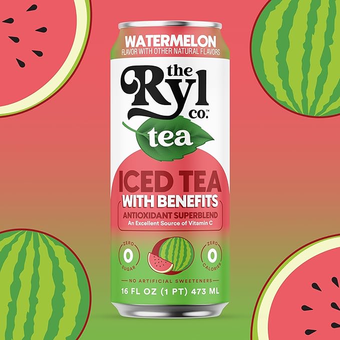 Ryl Iced Tea, Watermelon, Antioxidant Superblend, Zero Sugar, Low Carb, Zero Calorie Iced Tea, 16.0