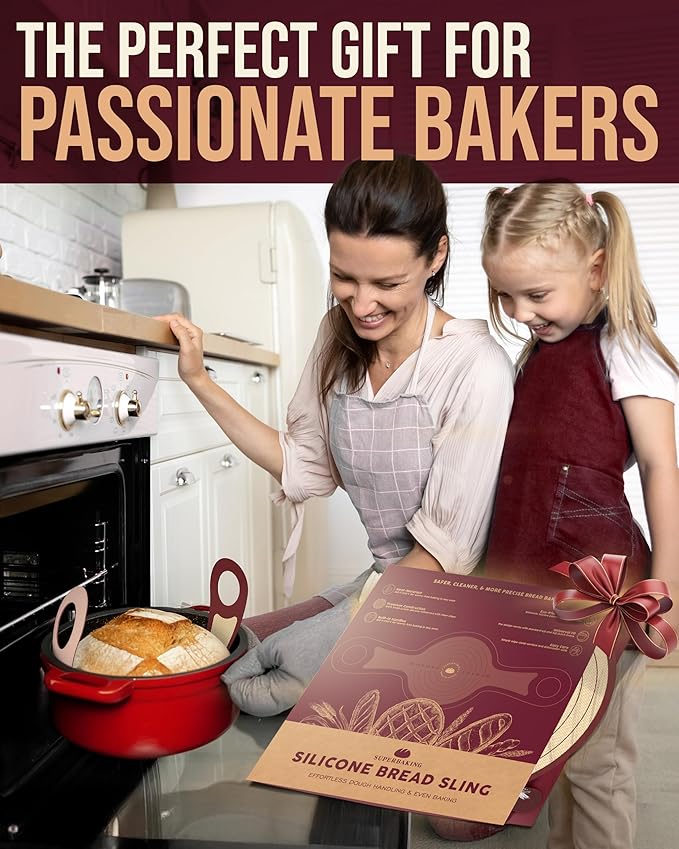 Superbaking Silicone Bread Sling 2 Pcs - 9in set of 2 Round 482F Heat Resistant Dough Lifter