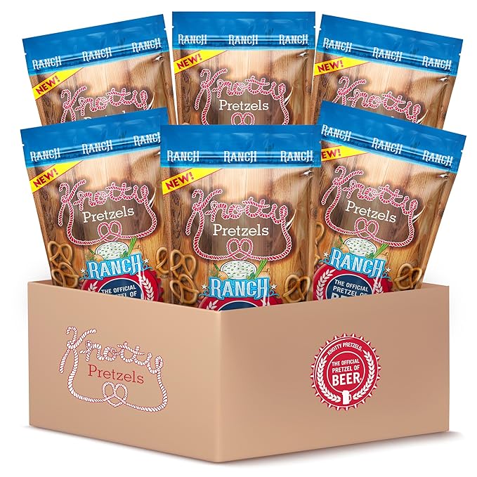 Knotty Pretzels ?쏷he Official Pretzel of Beer??7.5 oz Individual Seasoned Pretzels in Resealable