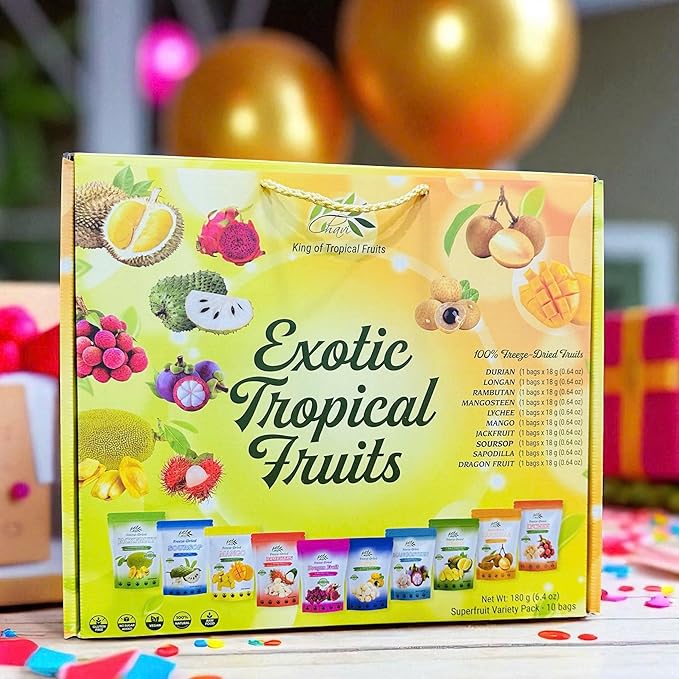 CHAVI Freeze Dried Exotic Tropical Fruits | Pack of 10 | Gift Box - No Added Sugars or