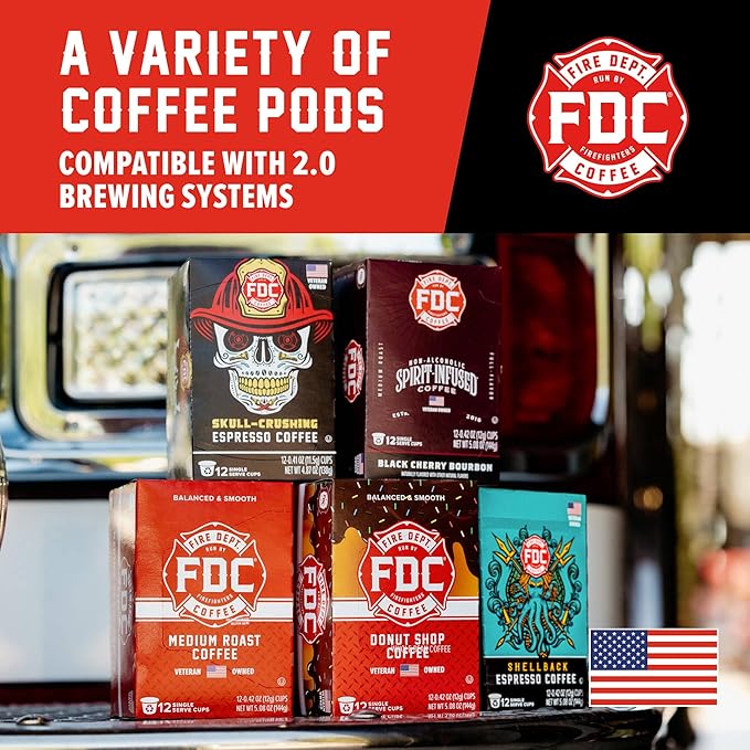 Fire Department Coffee - Gives Back to Firefighters - Dark Roast Coffee Pods - Bold & Strong