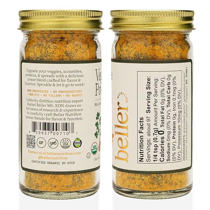 Beller Nutrition Vegitude Power | 1.4 oz | Organic Onion Powder & Garlic Powder No Salt Seasoning