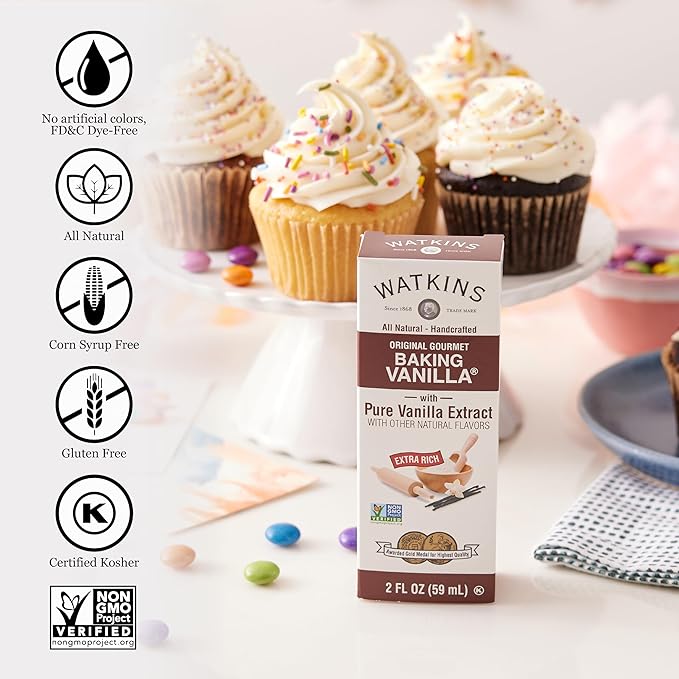 Watkins All Natural Original Gourmet Baking Vanilla with Pure Extract, 2 fl. oz. Bottle, 1-Pack